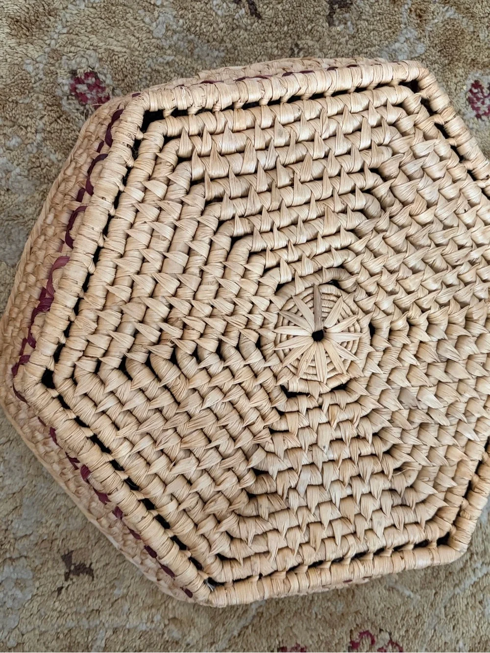 Handwoven Hexagon Natural Woven Storage Basket